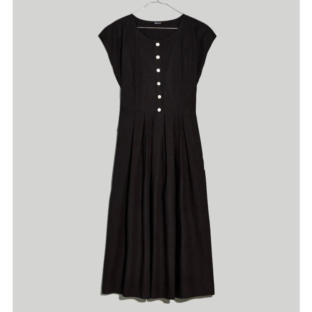 Madewell-Poplin Button-Front Midi Dress Size XXS